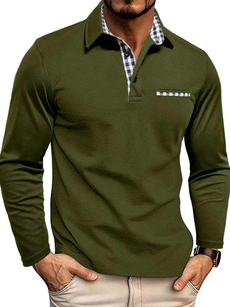 Jonathan | Men's Long Sleeve Polo Contrast Collar Trim