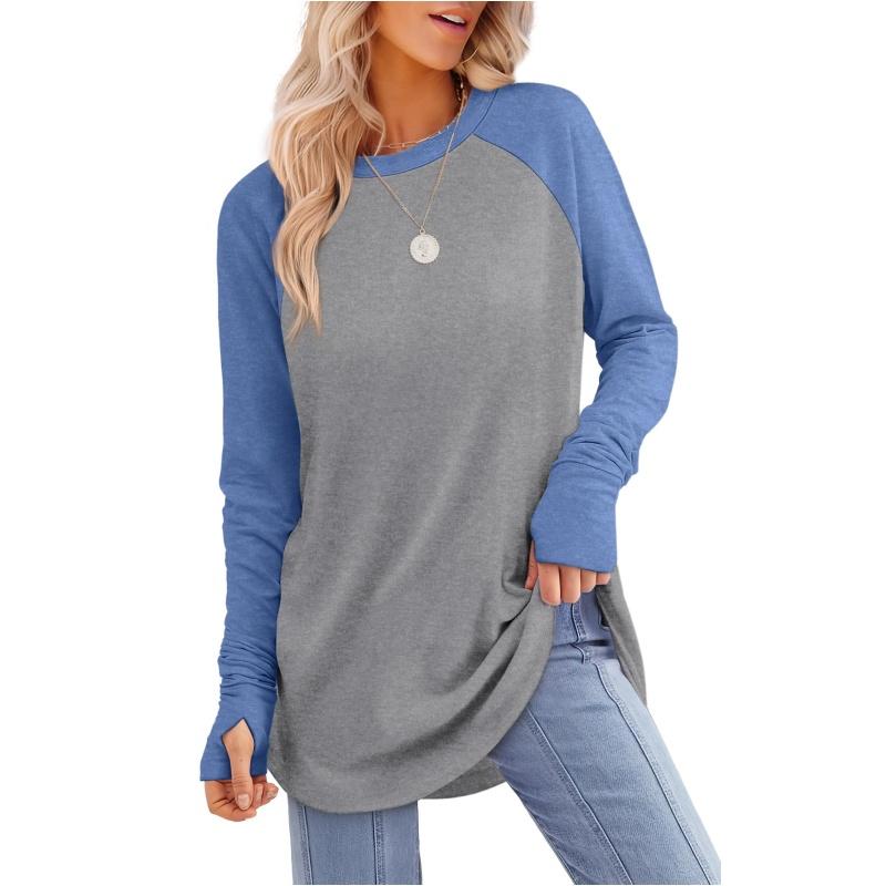 ZARITA™ - Cozy Long Sleeve Tunic Shirt with Thumb Hole