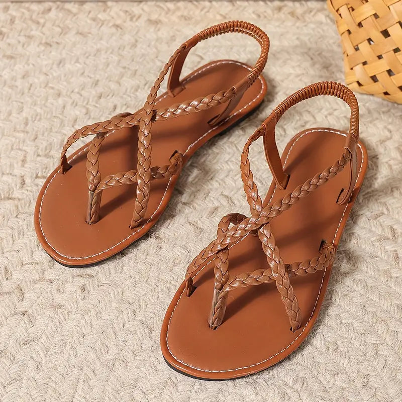Elowen | Braided Strap Flat Sandals
