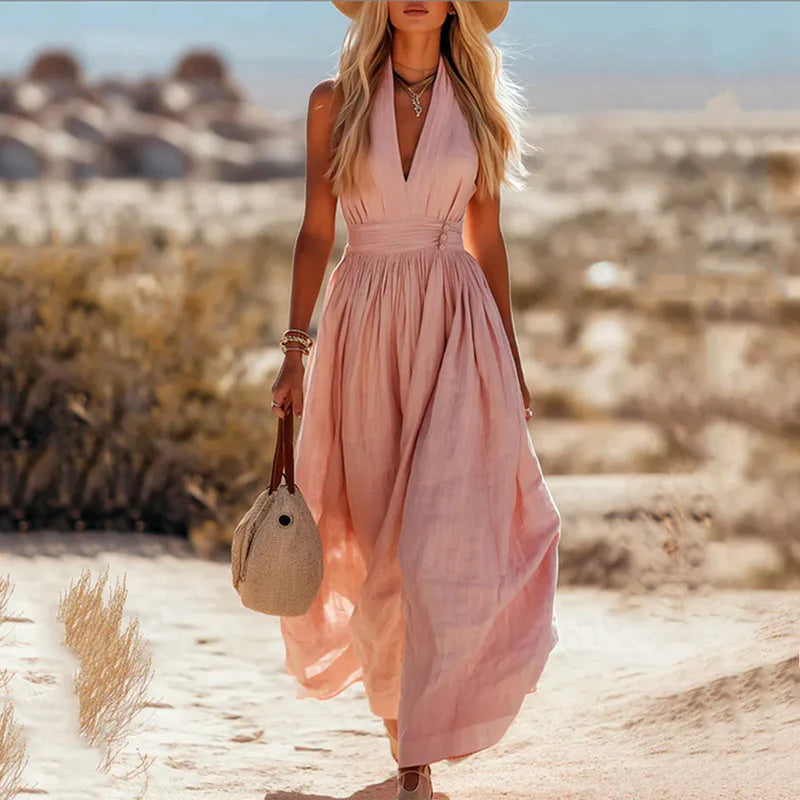 Selene | Halter Neck Summer Maxi Dress