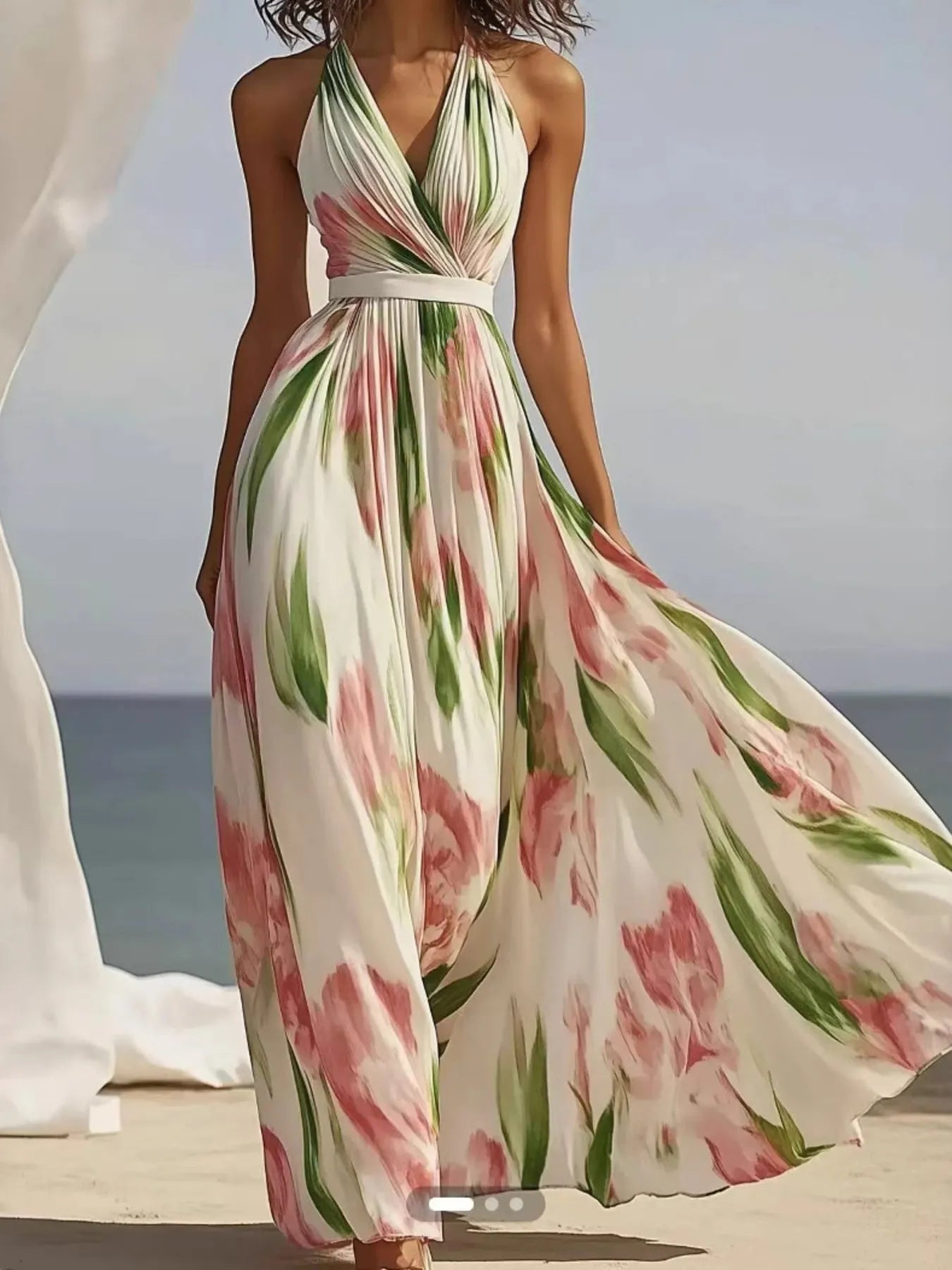 Floralia | Floral Halter Maxi Dress Wedding Guest Dress