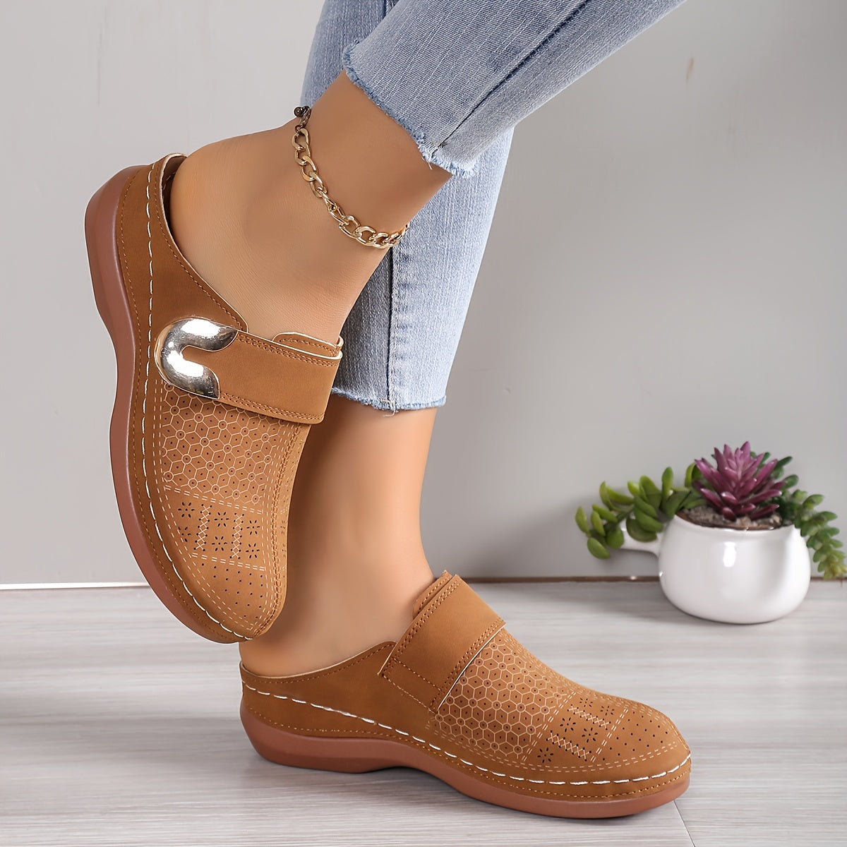 Maeve | Perforated Buckle Mule Loafers