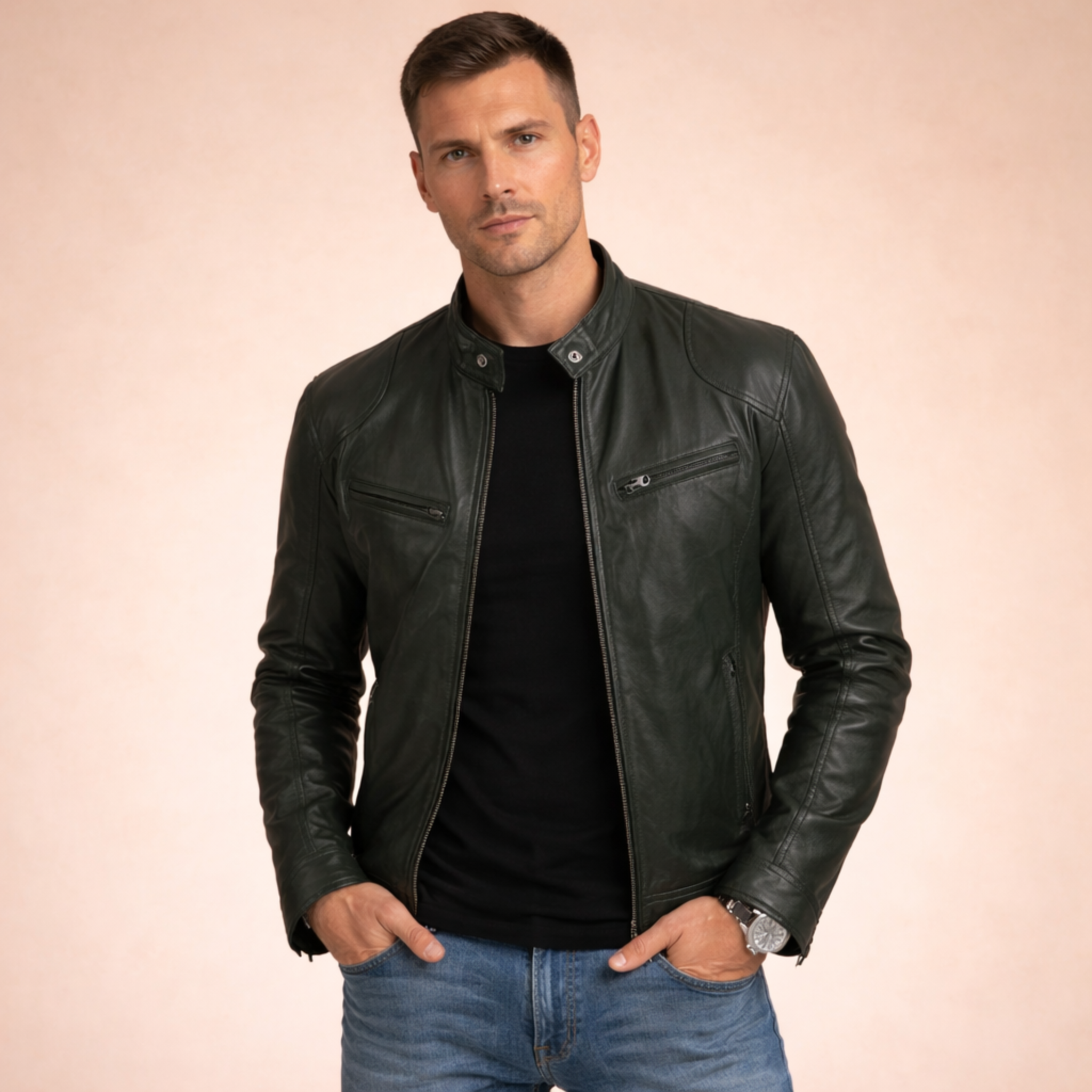 William | Men's Vintage Leather Biker Jacket