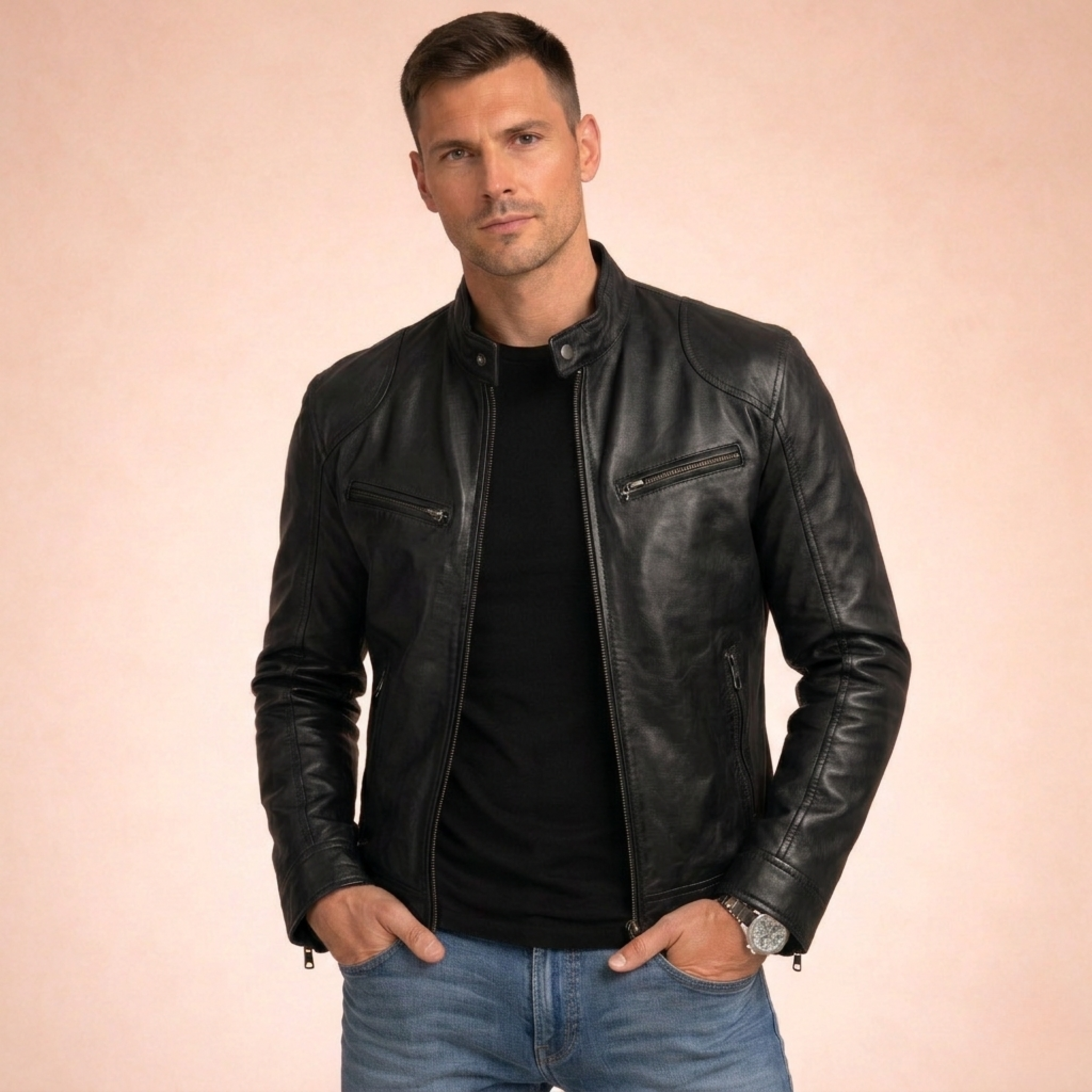 William | Men's Vintage Leather Biker Jacket