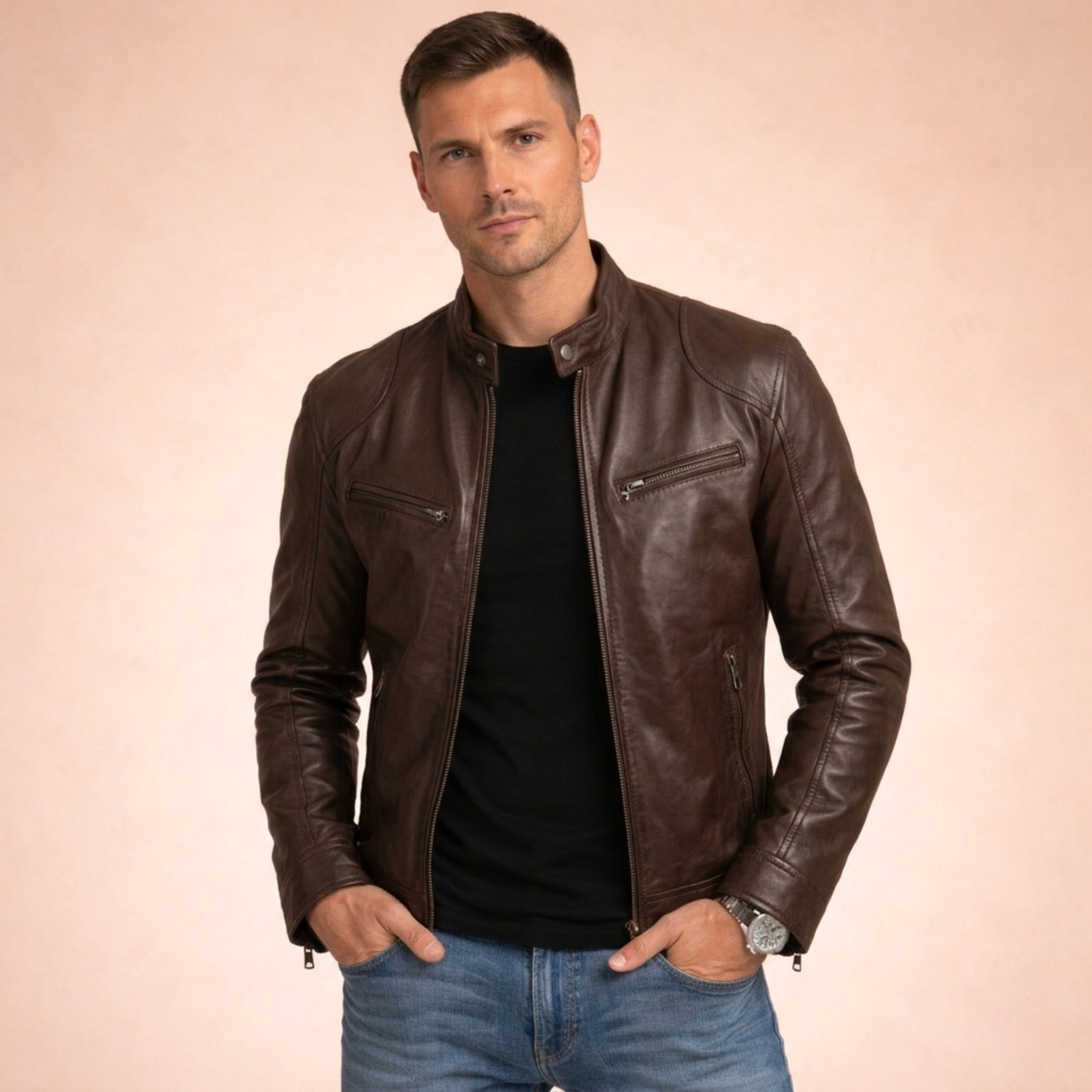 William | Men's Vintage Leather Biker Jacket