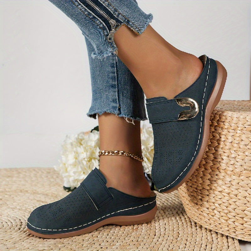 Maeve | Perforated Buckle Mule Loafers