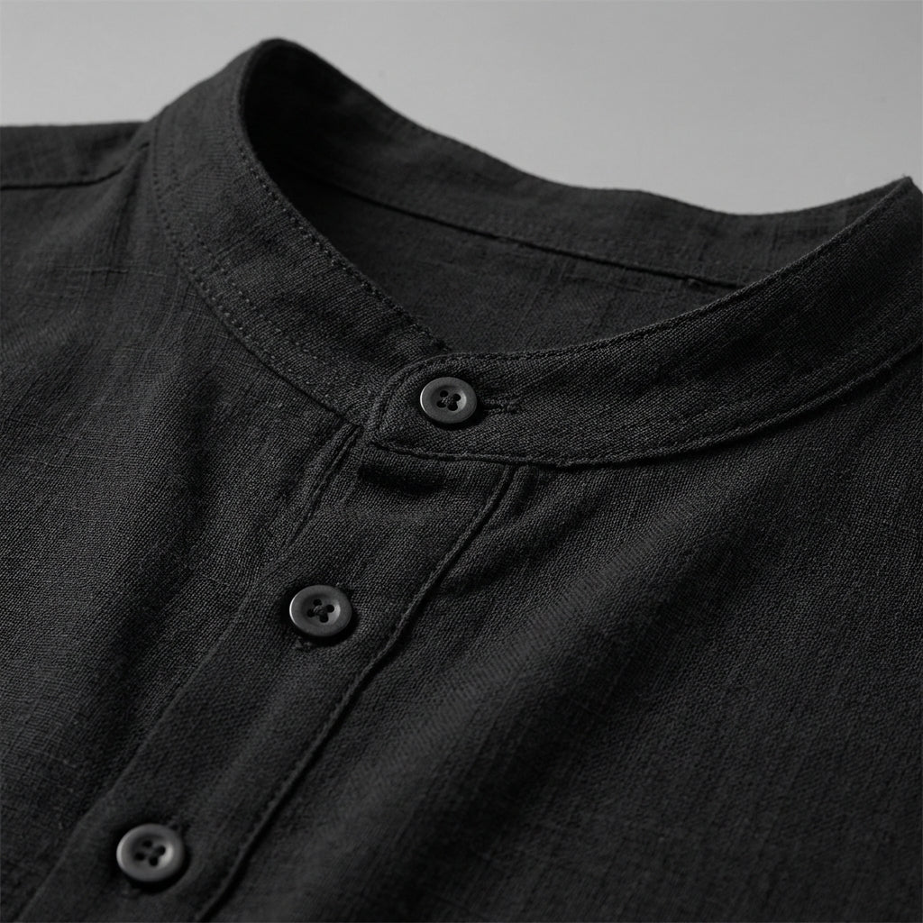 Vieno | Long Sleeve Linen Henley Shirt