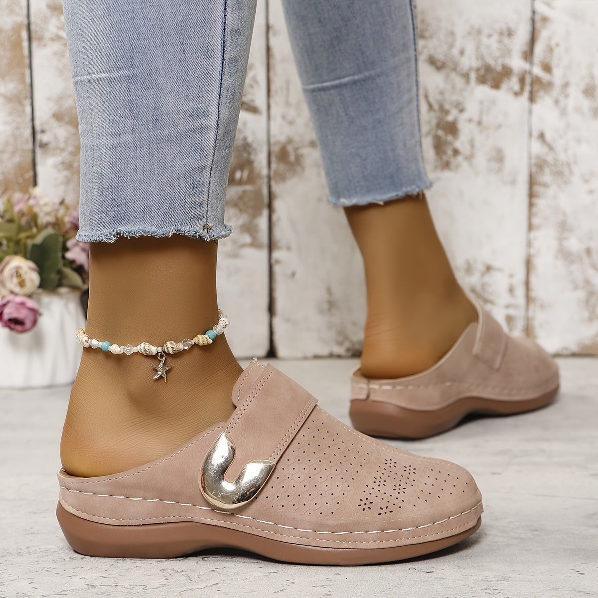 Maeve | Perforated Buckle Mule Loafers
