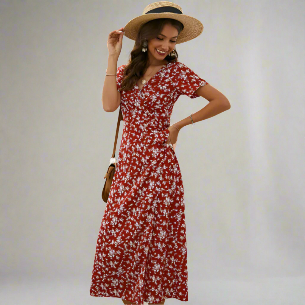 DALISAY™ - Plus Size V-Neck Flounce Sleeve Summer Dress