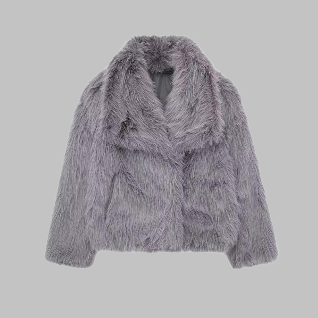 NESRIN™ - Classy Long Sleeve Collared Fuzzy Coat
