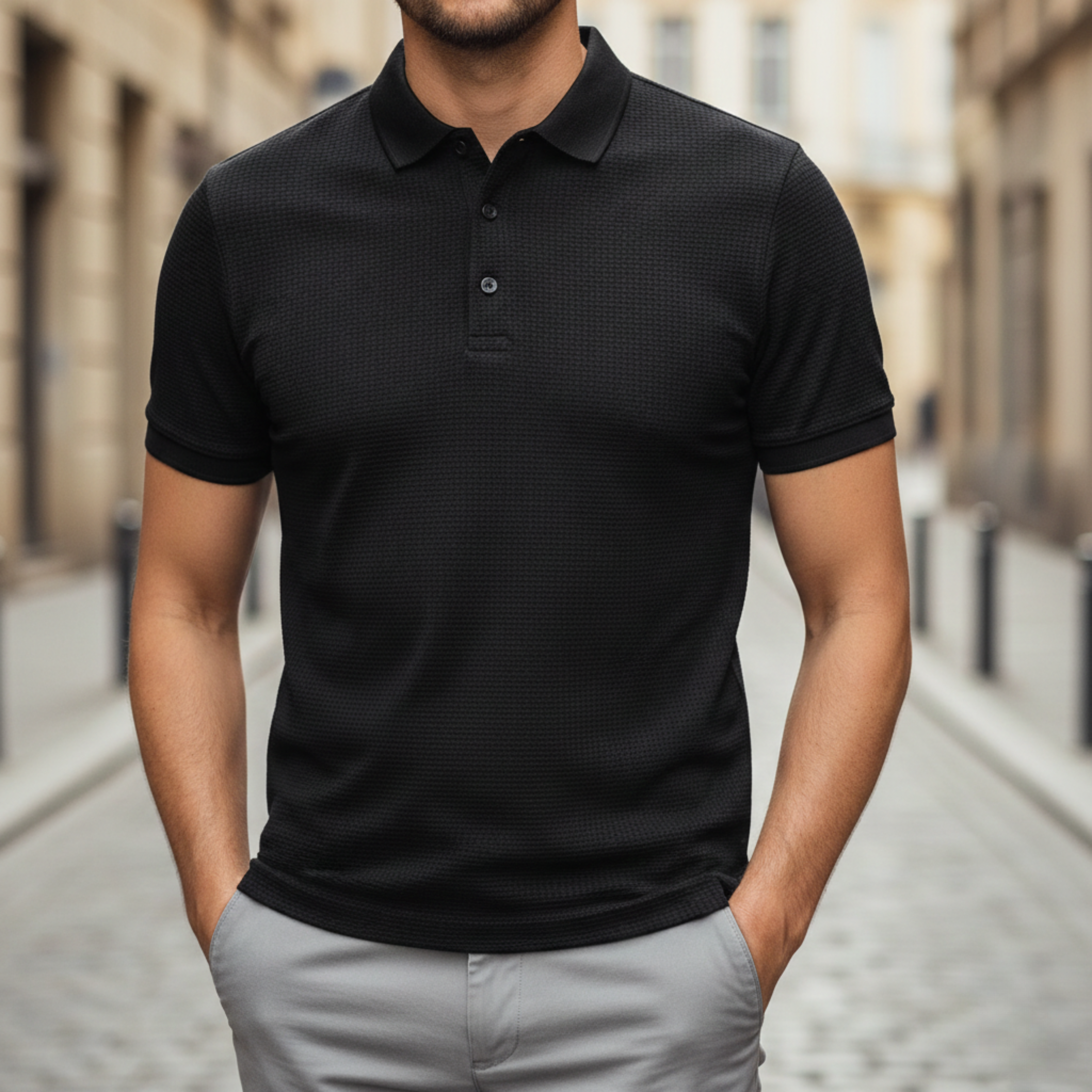 Adrian | Men's Short Sleeve Textured Knit Polo Shirt