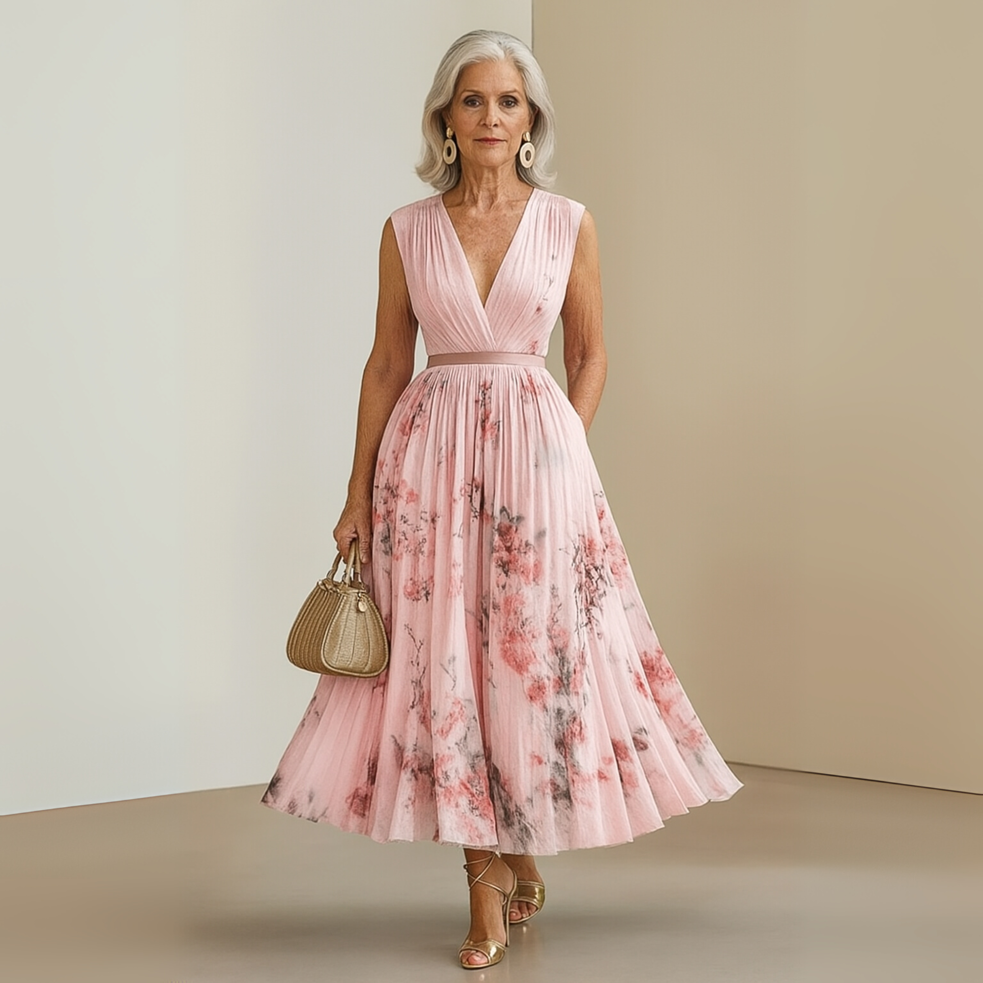 Eloria | Elegant Pleated Sleeveless Maxi Dress