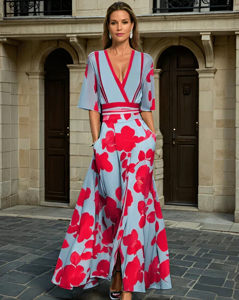 Eloria | Elegant Floral Wrap Maxi Dress