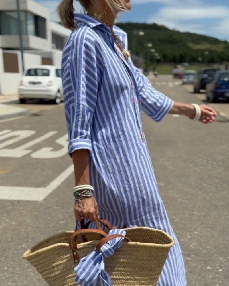 Olivia | Women Timeless Striped Summer Shirt Dress