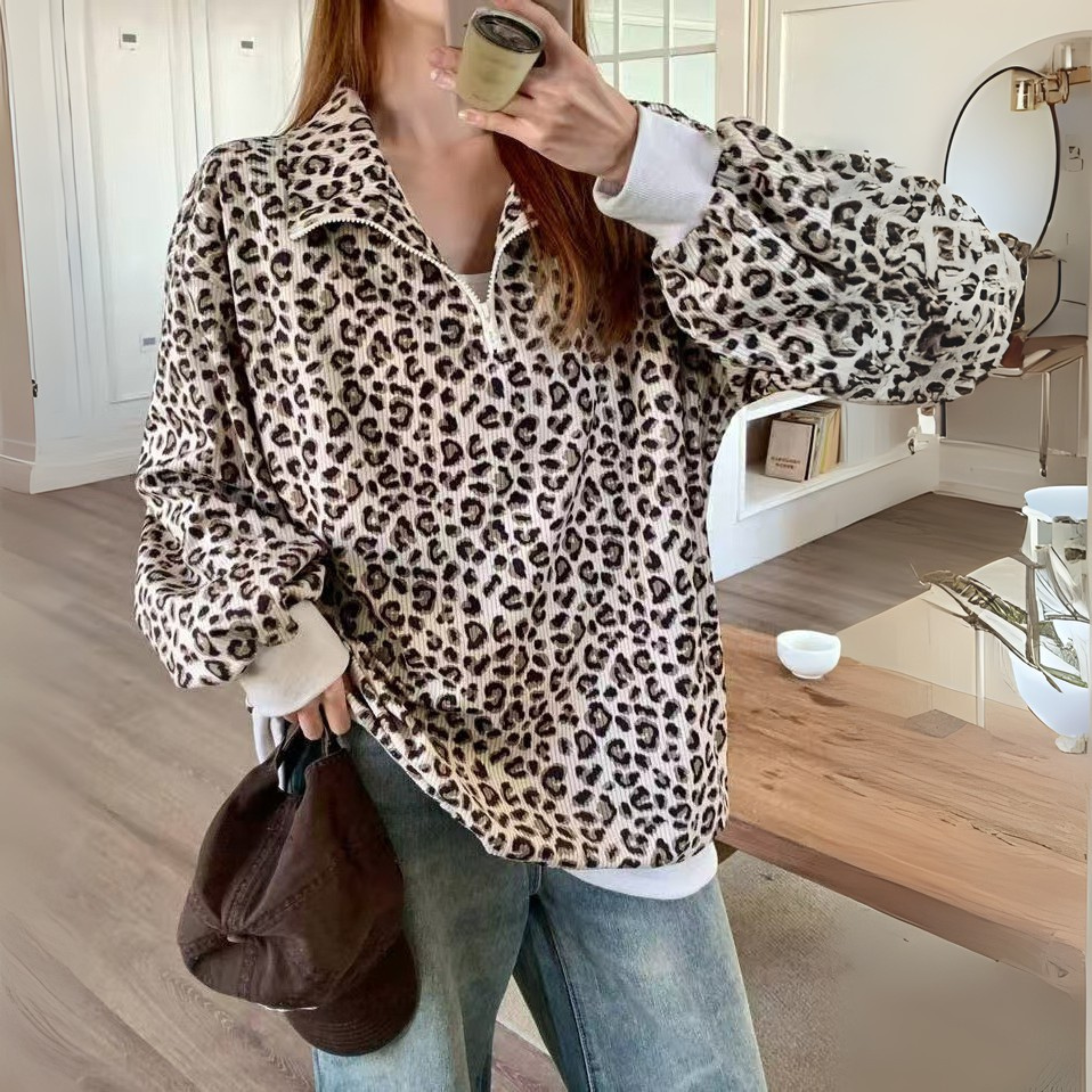 MINDI™ - Cozy Leopard Print Sweatshirt