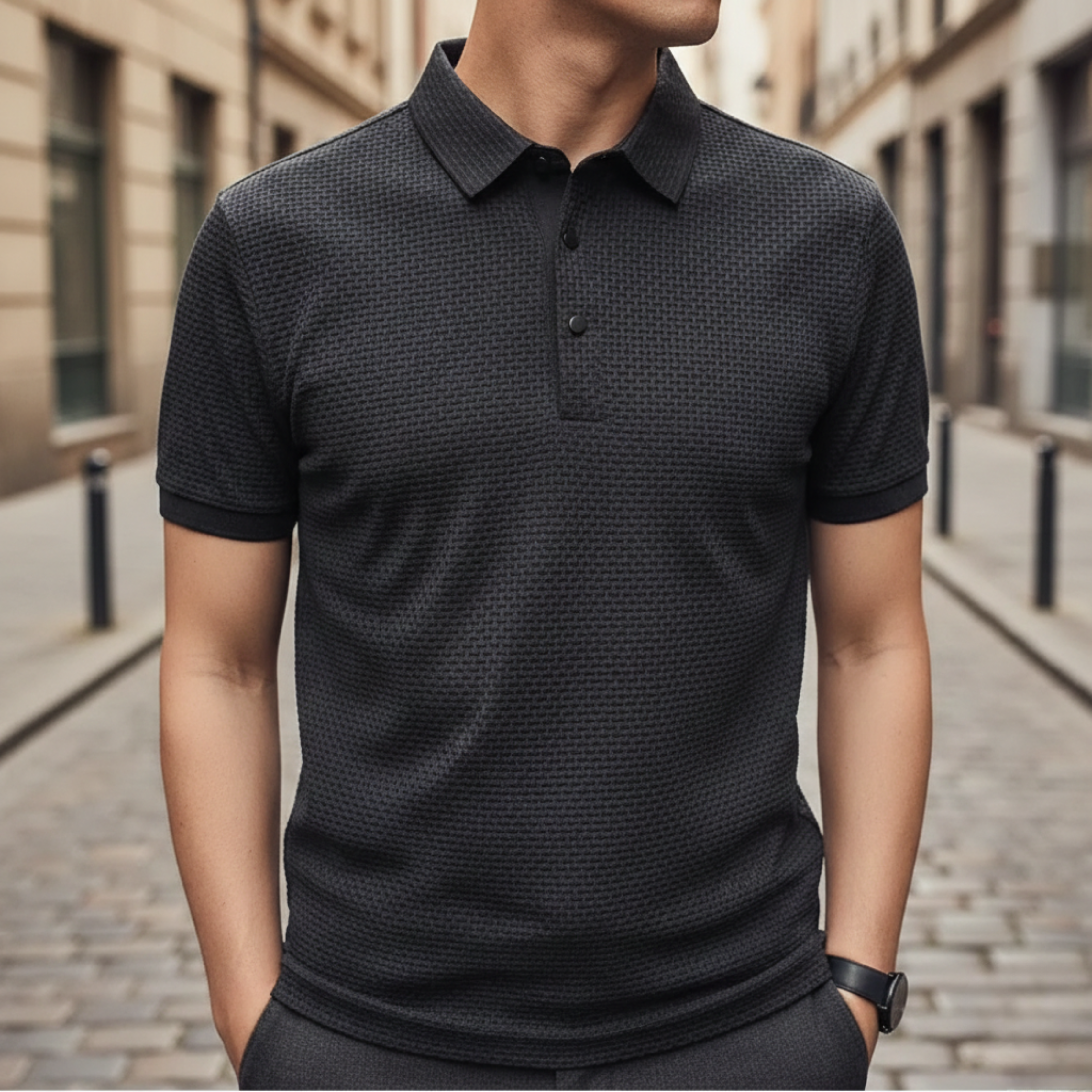 Adrian | Men's Short Sleeve Textured Knit Polo Shirt