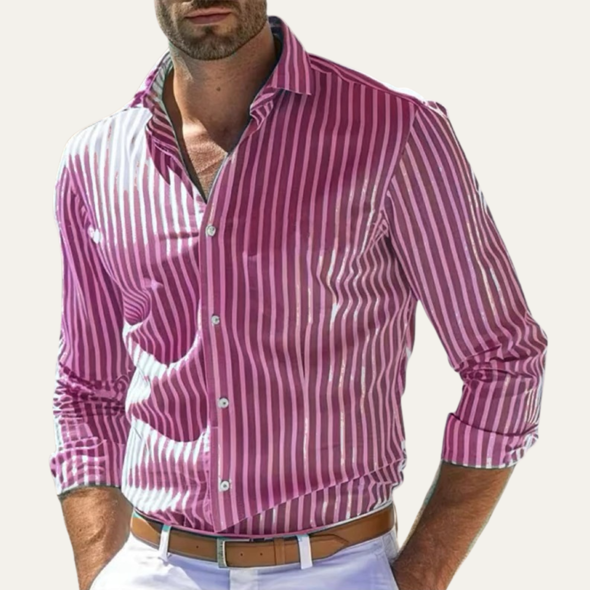 Asheville | Men's Long Sleeve Striped Linen Shirt