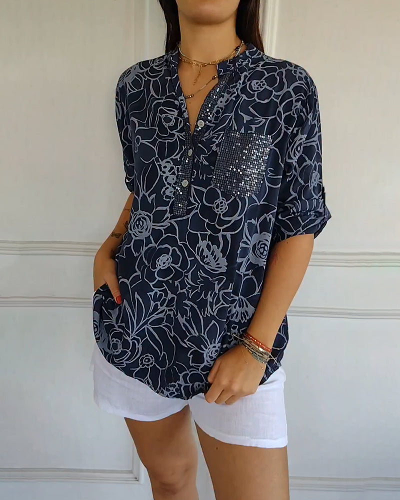 Rowella | Elegant Floral Pocket Blouse