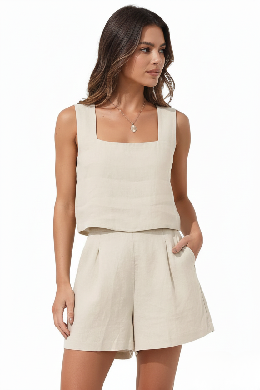 The Aurora — Linen Shorts Two-Piece Set