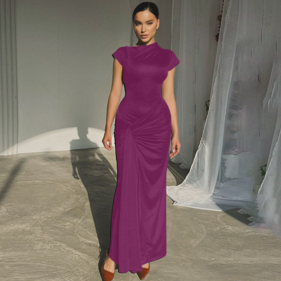 JARA™ - Elegant Ruched Bodycon Wrap Maxi Dress