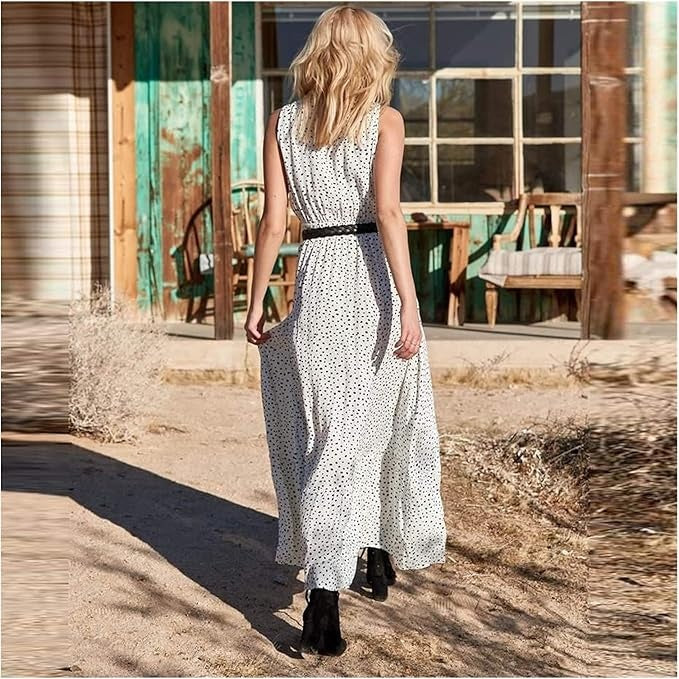 Sabria | Boho Sleeveless Maxi Dress with V-Neck
