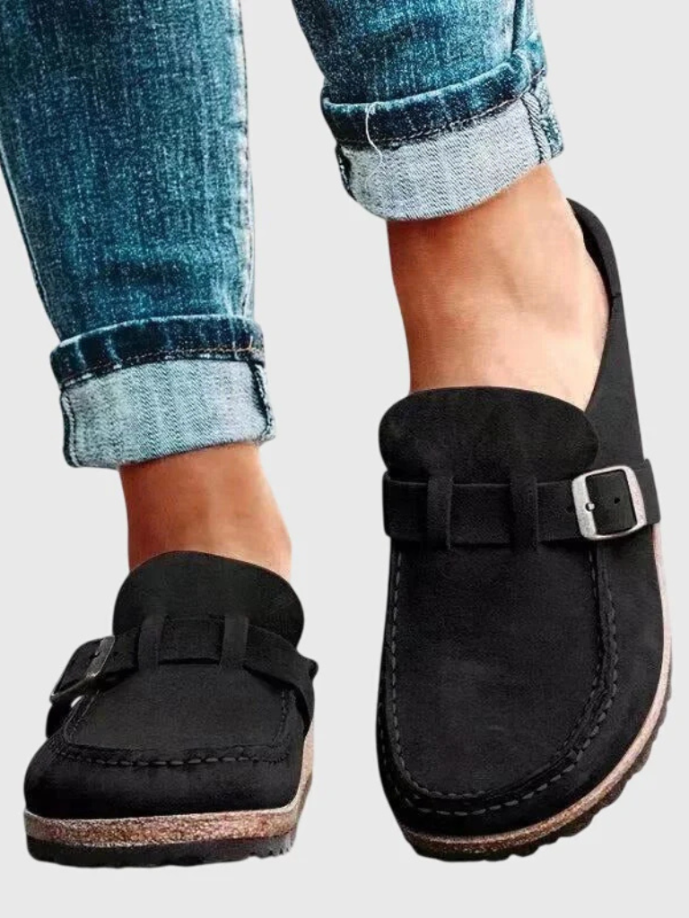 Selene | Elegant Suede Buckle Loafers