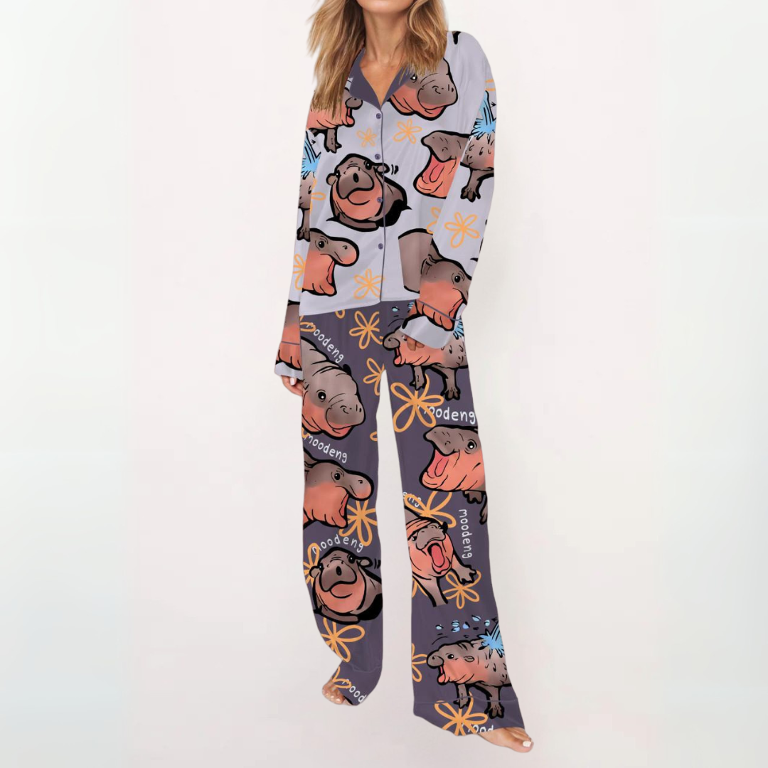SYLIA™ - Casual Printed Button Down Top and Comfy Pajama