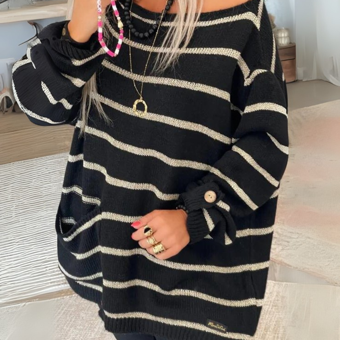 QWARA™ - Casual Drop Shoulder Long Sleeve Sweater