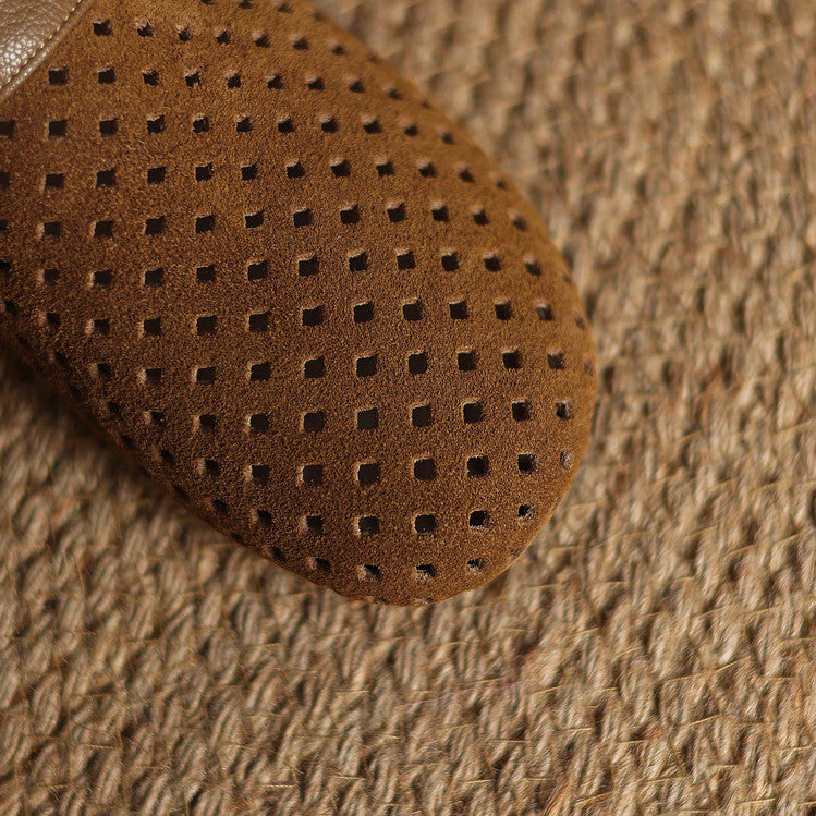 Celine | Perforated Buckle Mule Loafers