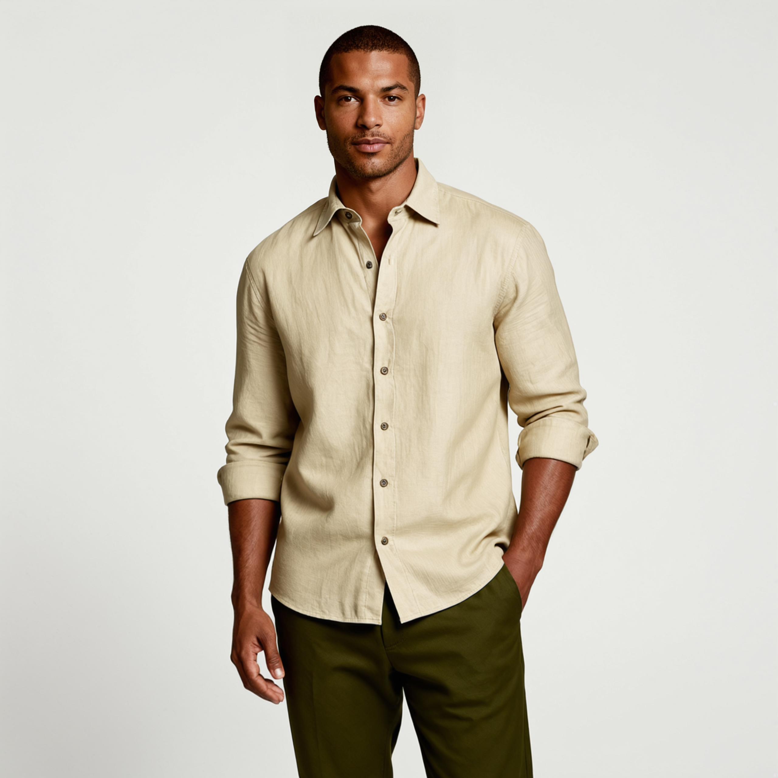 Tropez | Men's Long Sleeve Linen Button Up Shirt