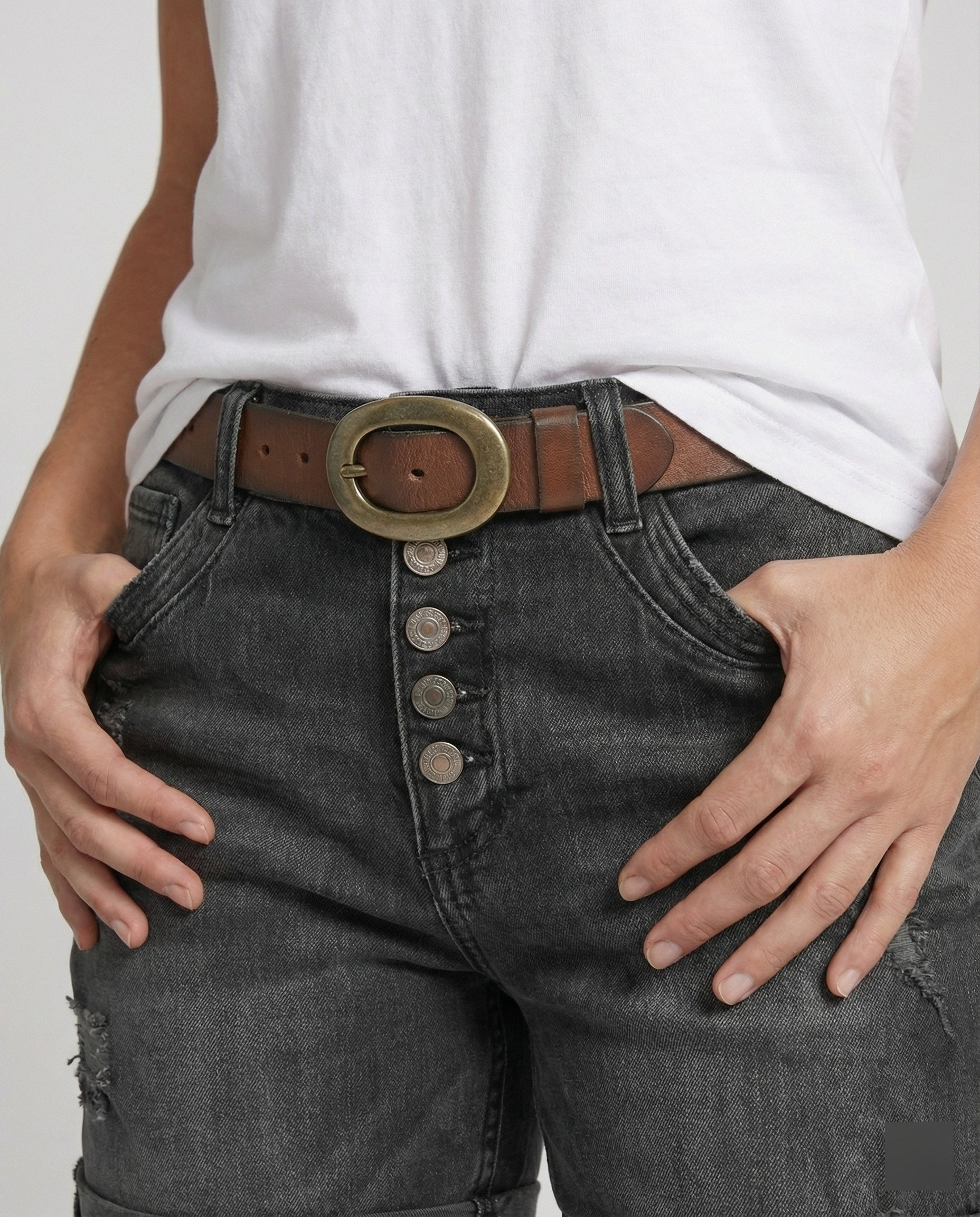 Isla | Women's High-Waisted Distressed Button-Fly Denim Shorts