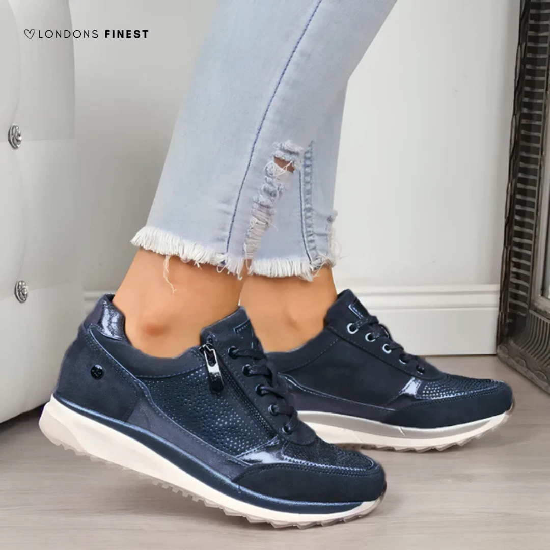 Sophie | Crystal Panel Zip-Up Sneakers