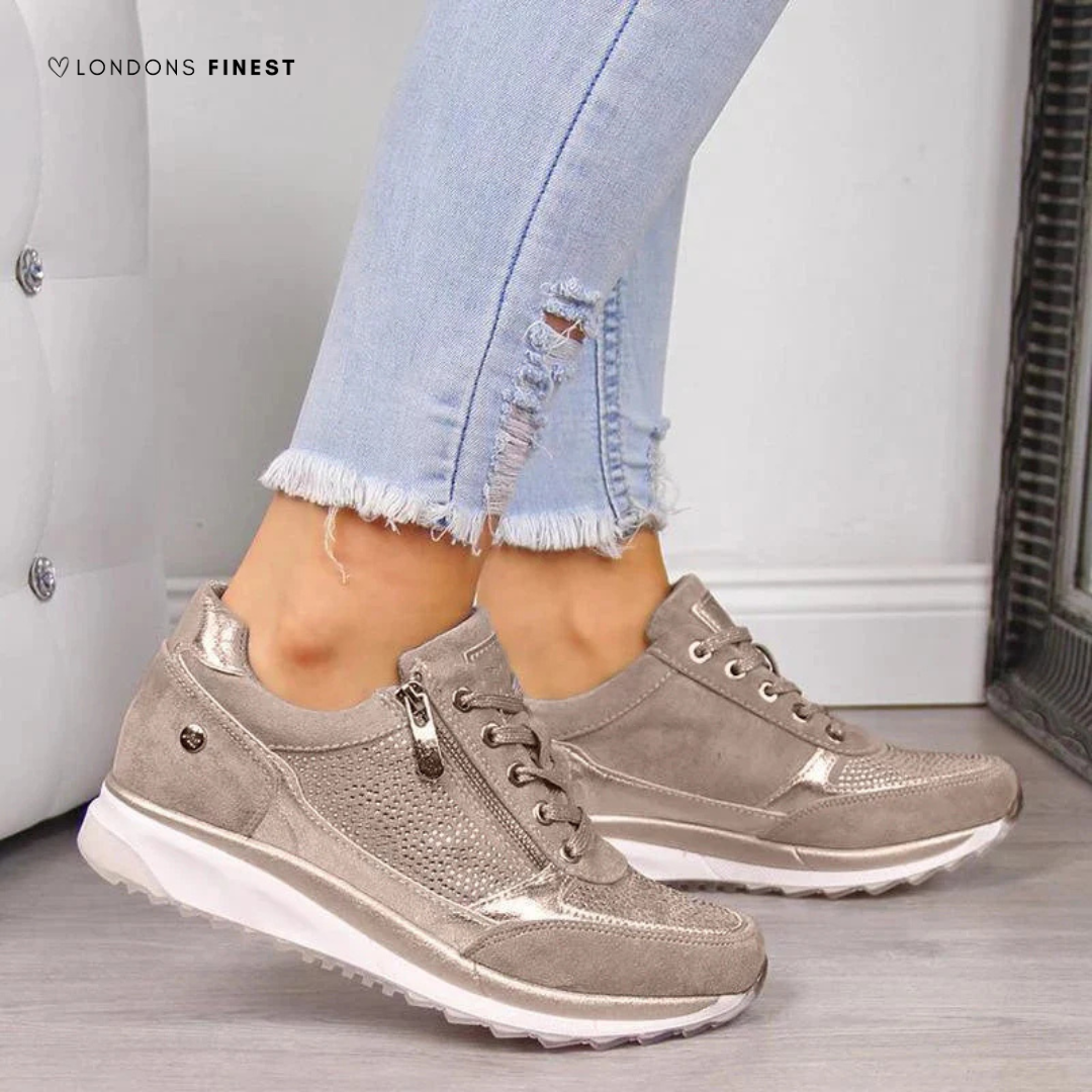 Sophie | Crystal Panel Zip-Up Sneakers