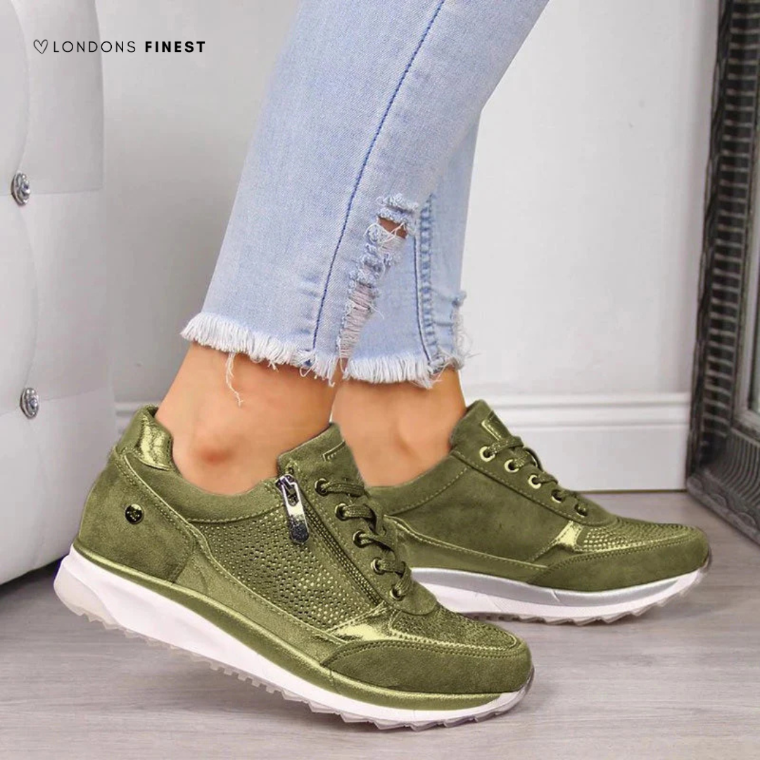 Sophie | Crystal Panel Zip-Up Sneakers