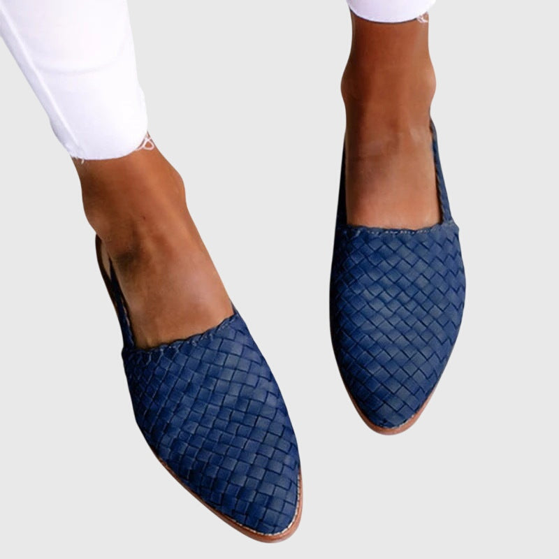 Alessia | Woven Pointed Toe Flat Mules