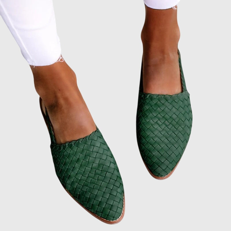 Alessia | Woven Pointed Toe Flat Mules