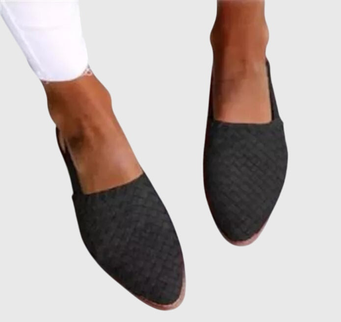 Alessia | Woven Pointed Toe Flat Mules