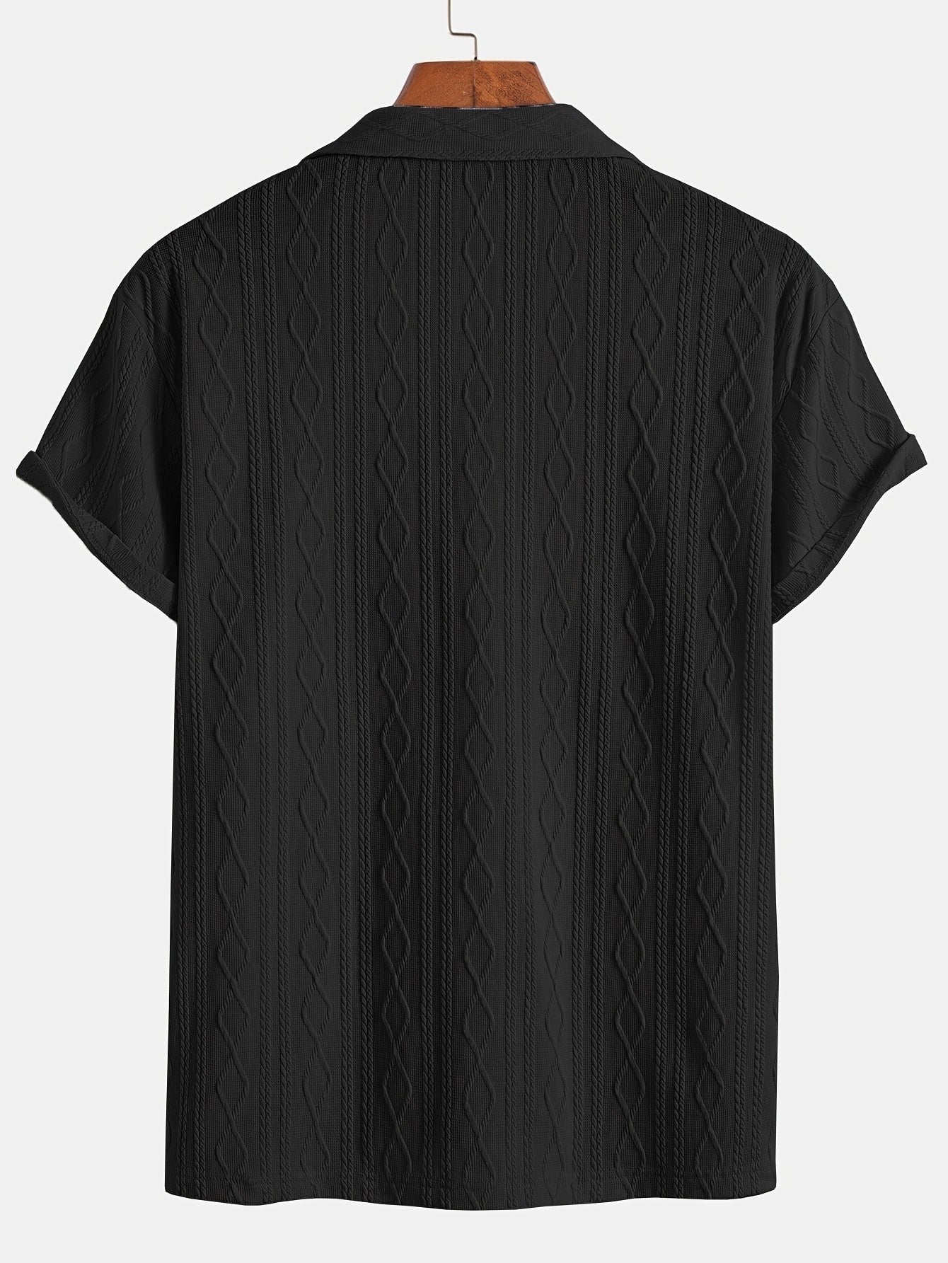 Marlon | Men's Short Sleeve Cable Knit Button Up Shirt