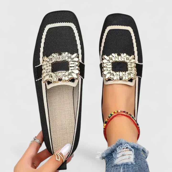 Celestine | Embellished Square Toe Loafers