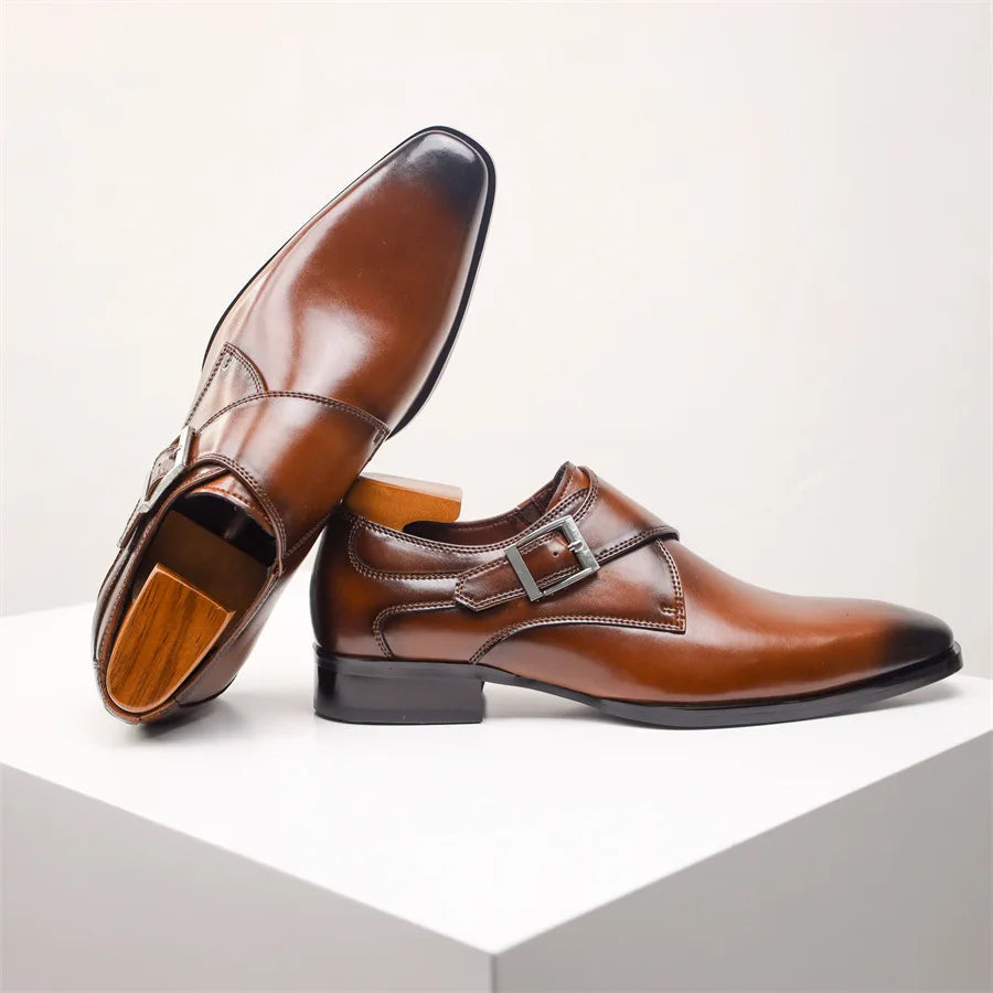 Giovanni | Men's Leather Monk Strap Dress Shoes