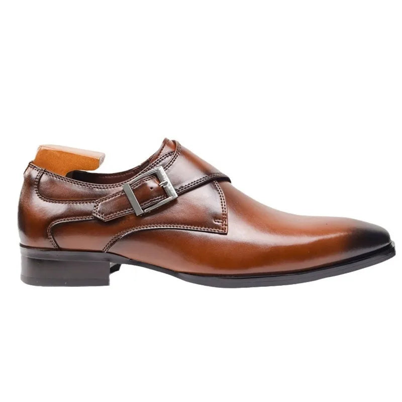 Giovanni | Men's Leather Monk Strap Dress Shoes