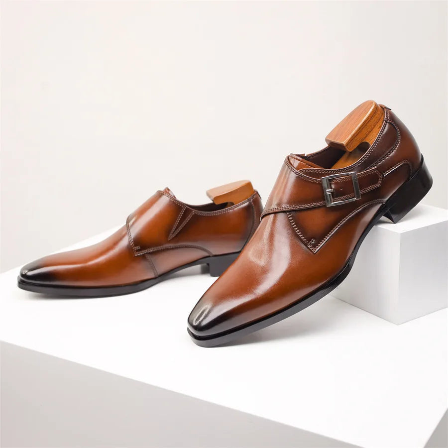 Giovanni | Men's Leather Monk Strap Dress Shoes