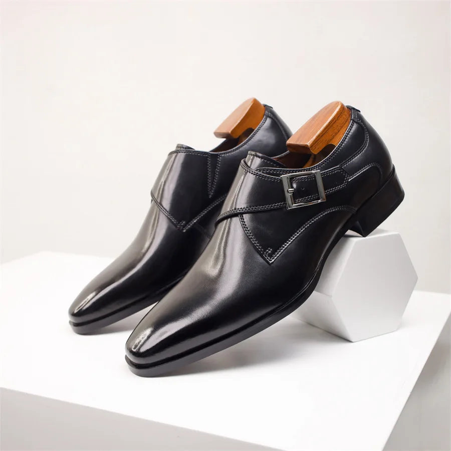 Giovanni | Men's Leather Monk Strap Dress Shoes