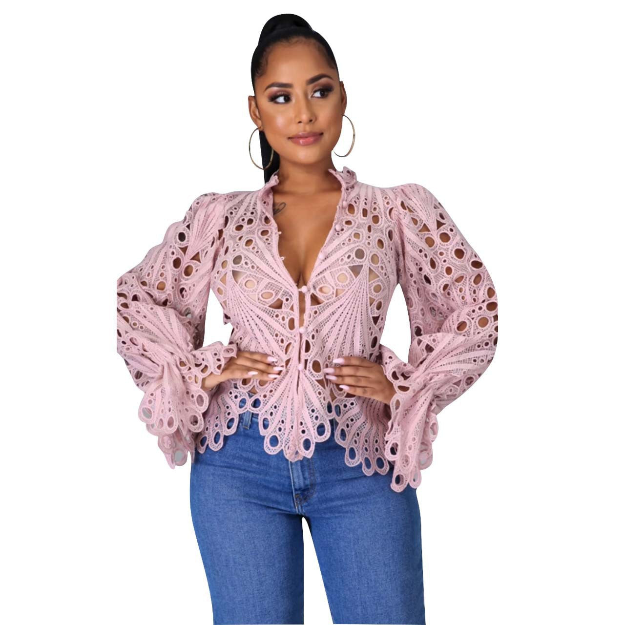 ISALI™ - Chic Asymmetrical Flounce Sleeve Blouse