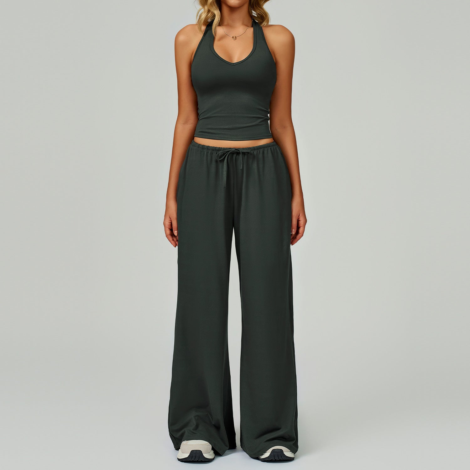 ARAYA™ - Casual Crop Tank Top and Wide Leg Pants Set