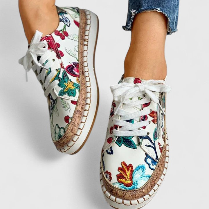 Virelle | Floral Platform Lace Up Sneakers