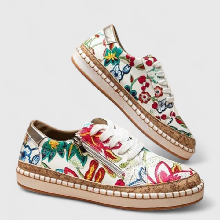 Virelle | Floral Platform Lace Up Sneakers