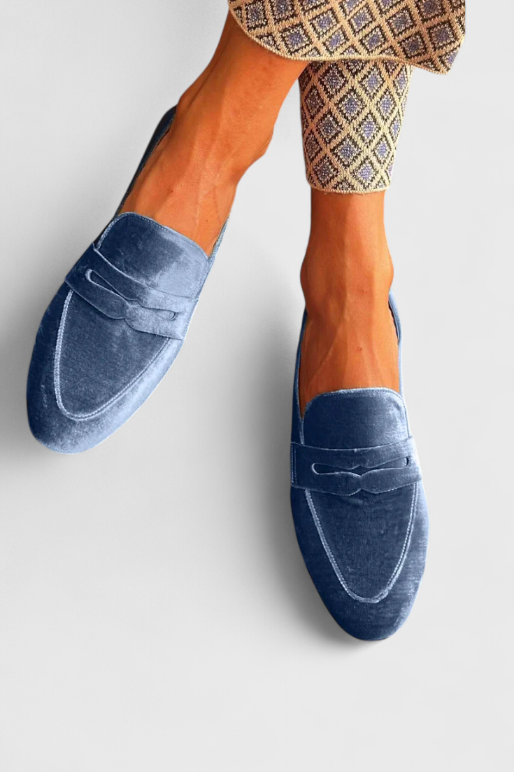 Celestia | Velvet Slip On Penny Loafers