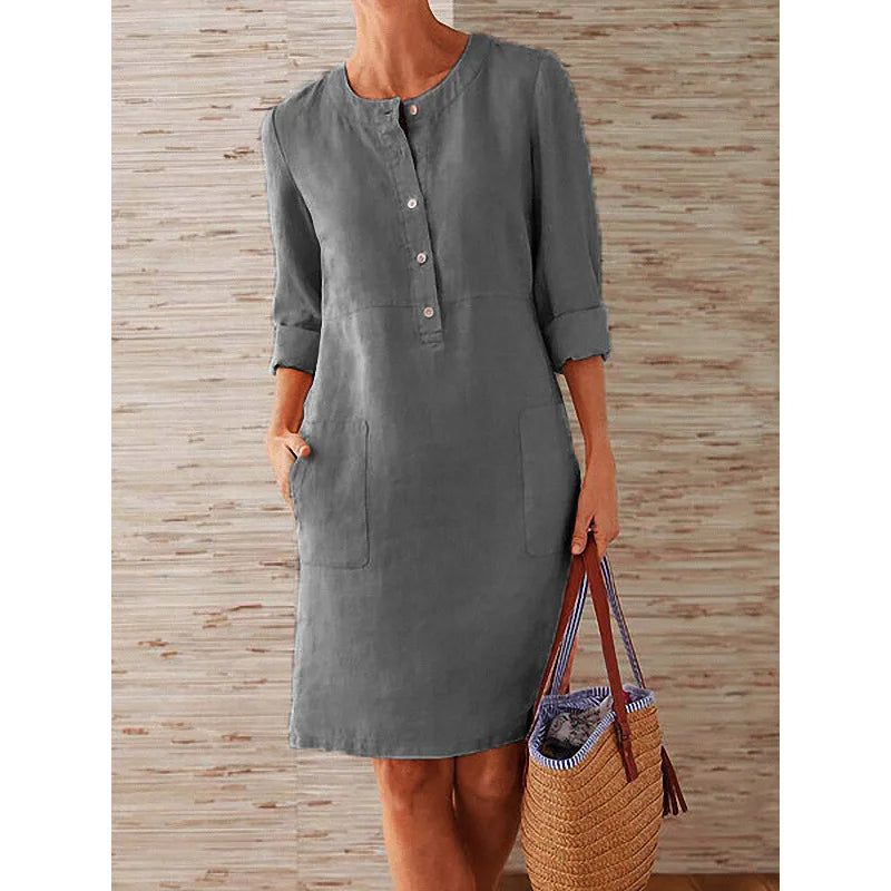 Maelis | Button-Front Long Sleeve Mini Dress
