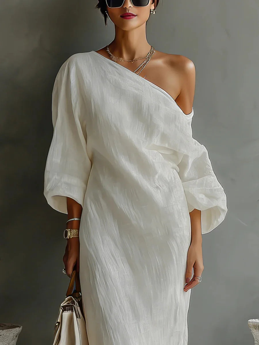 Daisy | One Shoulder Linen Maxi Dress Beach Vacation Dress